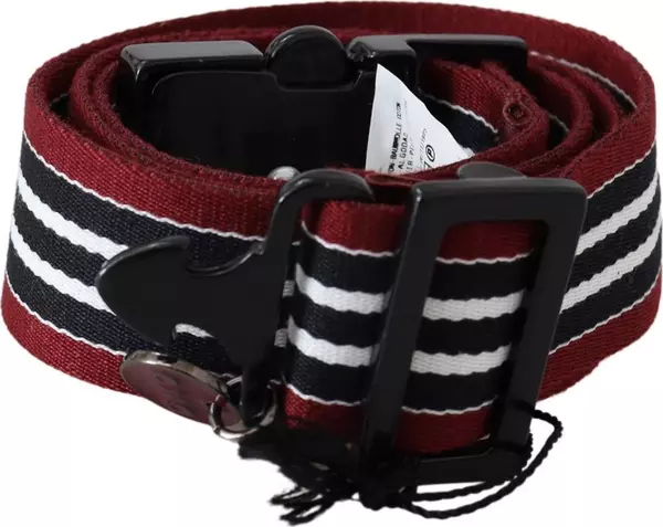Maroon Black Stripe Silver Black Buckle Belt