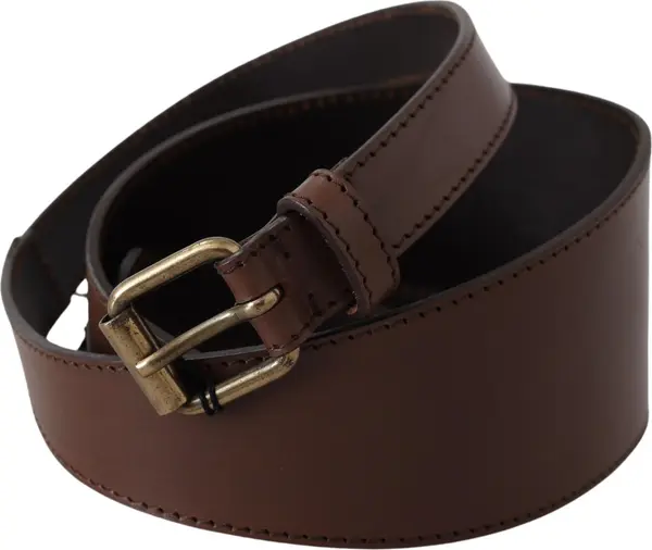Brown Leather Gold Metal Buckle Belt