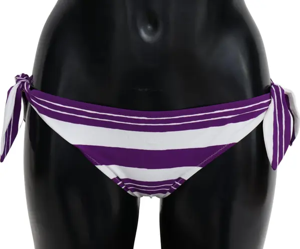Purple White Stripes Beachwear Bikini Bottom