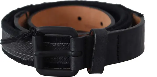 Black Leather Logo Buckle Waist