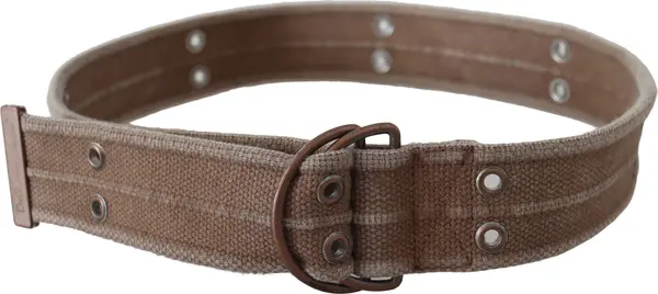 Beige Leather Logo Belt Sling Cintura Buckle Belt