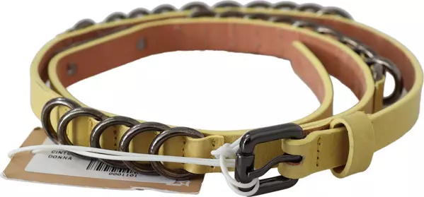 Yellow Leather Luxury Slim Buckle Fancy Belt