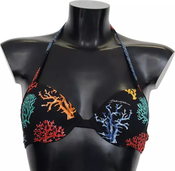 Black Corals Print Women Beachwear Bikini Tops
