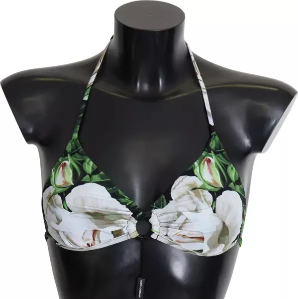 Multicolor Floral Print Halter Swimwear Bikini Top