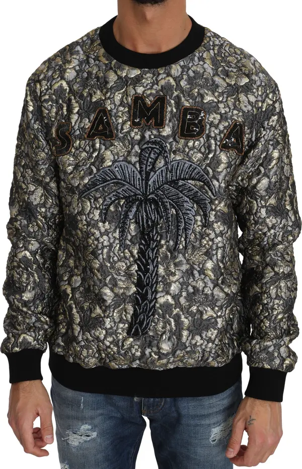 Multicolor SAMBA Jacquard Palmtree Pullover Sweater