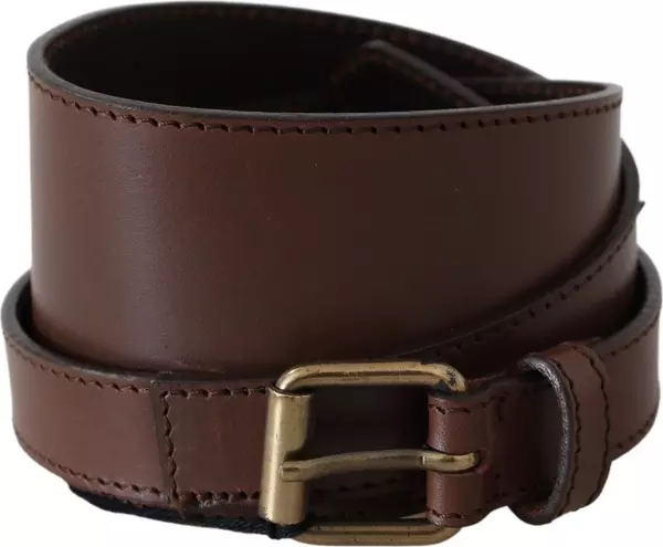 Brown Wide Leather Rustic Gold Metal Buckle Dark