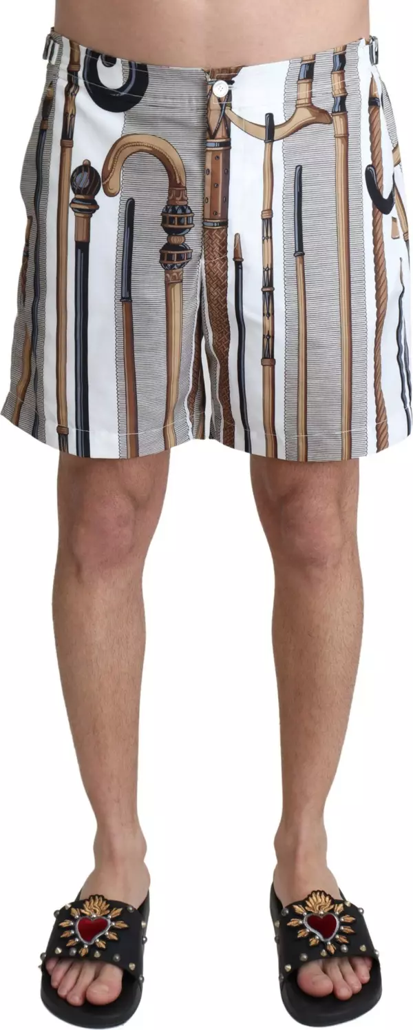 White Walking Stick Beachwear Shorts Swimshorts