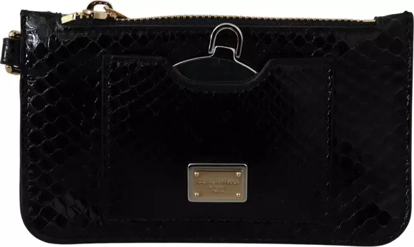Black Leather Coin Purse Wristlet Mirror Agnese Wallet