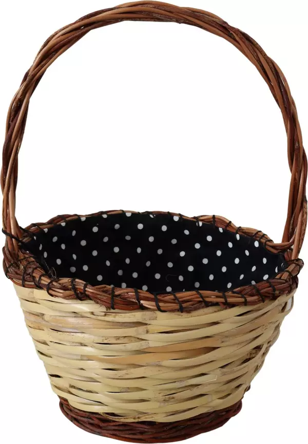 Beige Wood Wicker Rattan Basket Tote Bag