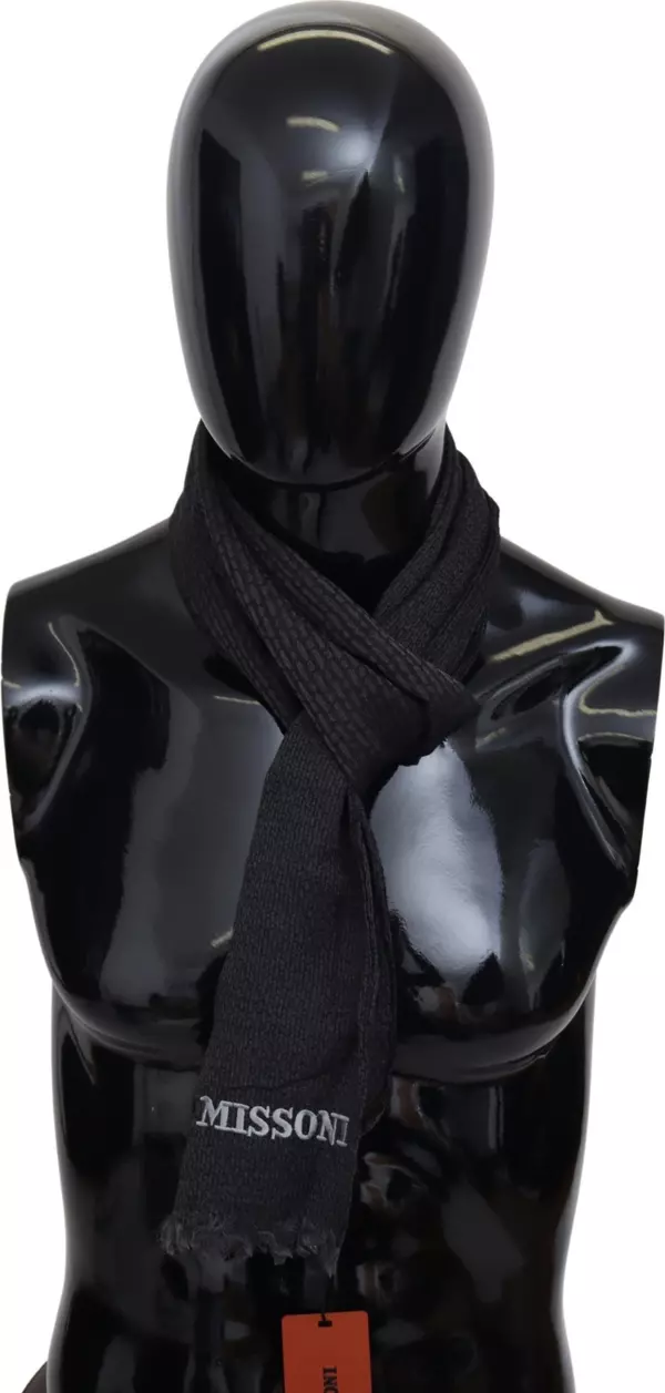 Black Wool Knit Unisex Neck Wrap Scarf