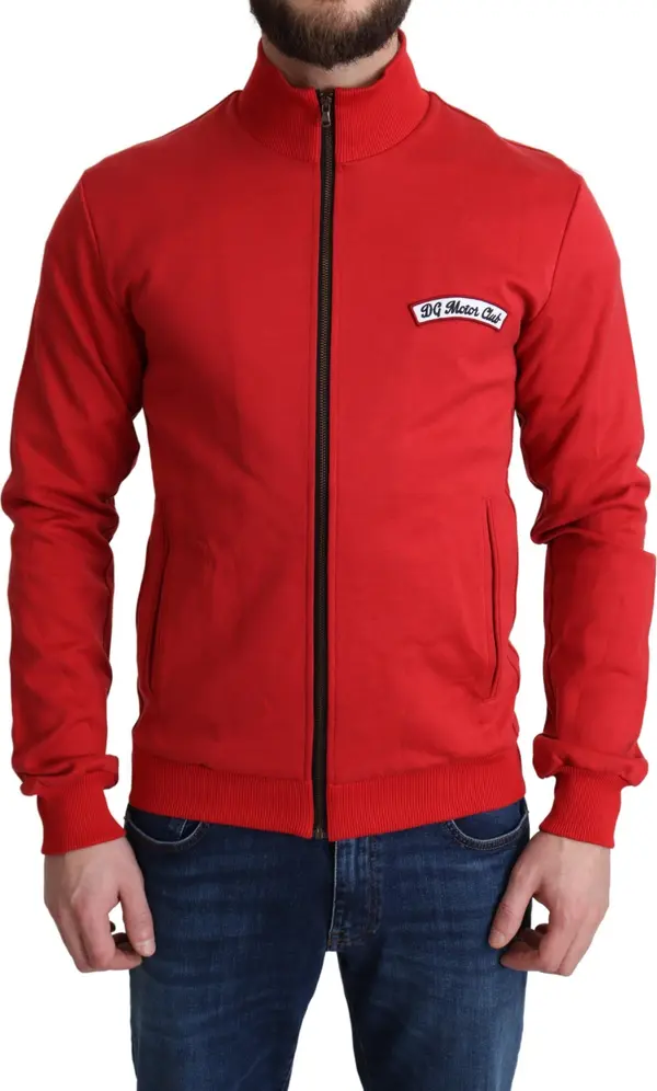 Red DG Motor Club Zippered Cardigan Sweater