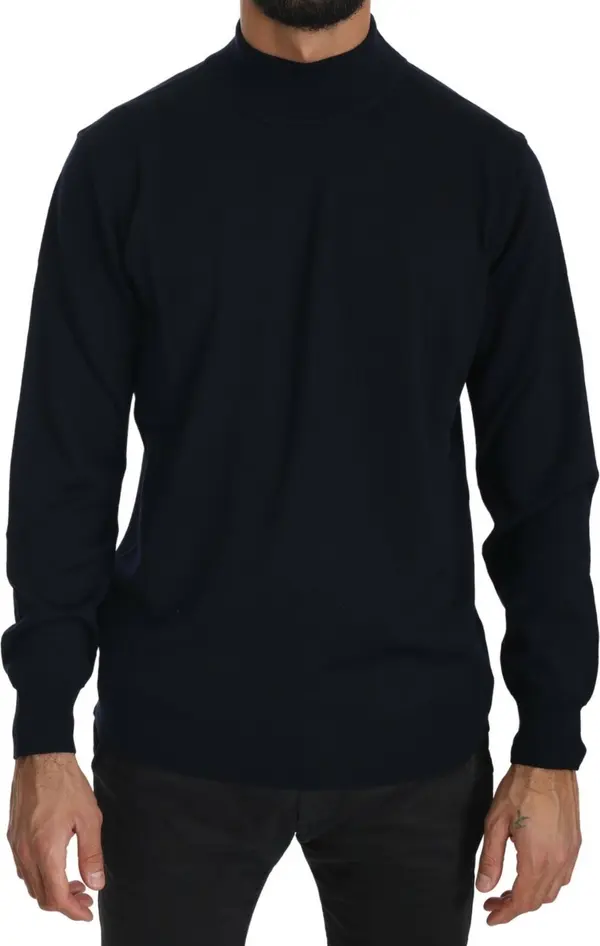Dark Blue Crewneck Pullover 100% Wool Sweater