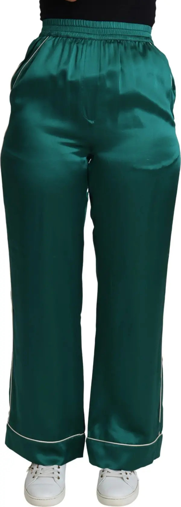 Green High Waist Pajama Trouser Silk Pant