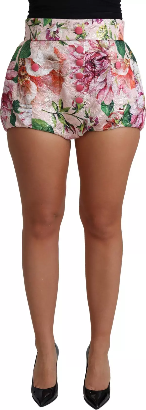 Pink Cotton Floral Print Hot Pants Short