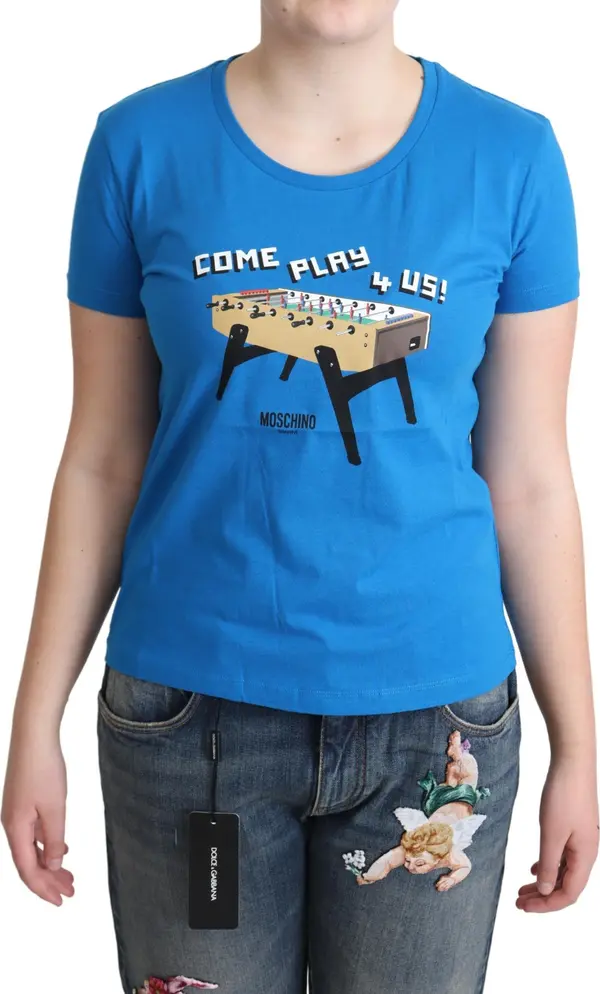 Blue Cotton Come Play 4 Us Print T-shirt