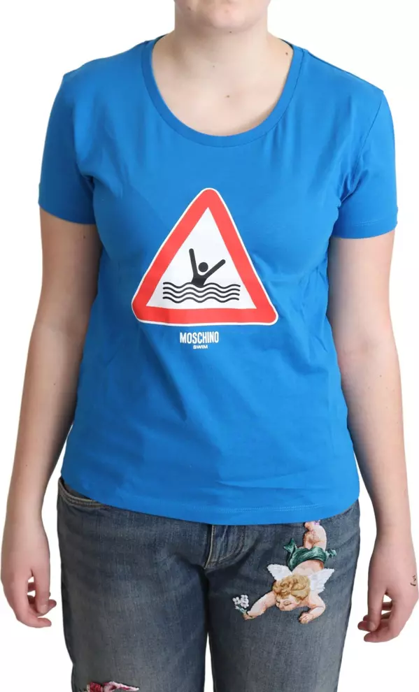 Blue Cotton Swim Graphic Triangle T-shirt