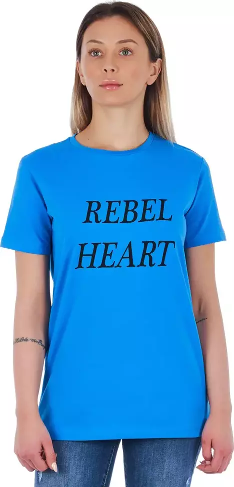 Light Blue Cotton Women T-Shirt