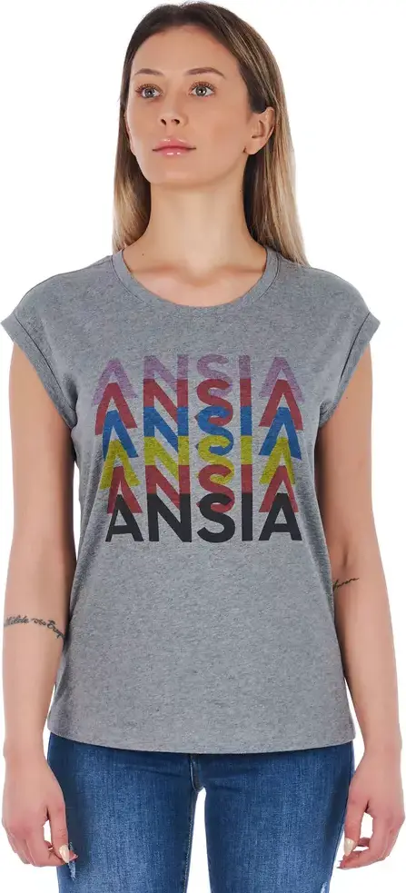 Gray Cotton Women T-Shirt