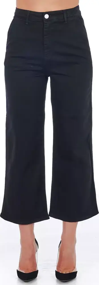 Black Cotton Women Cropped Trouser