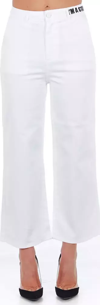 White Cotton Women Cropped Trouser