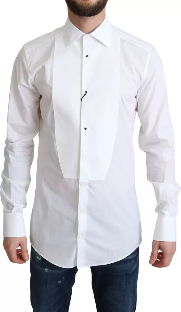 White Bib Cotton Poplin Men Formal Shirt