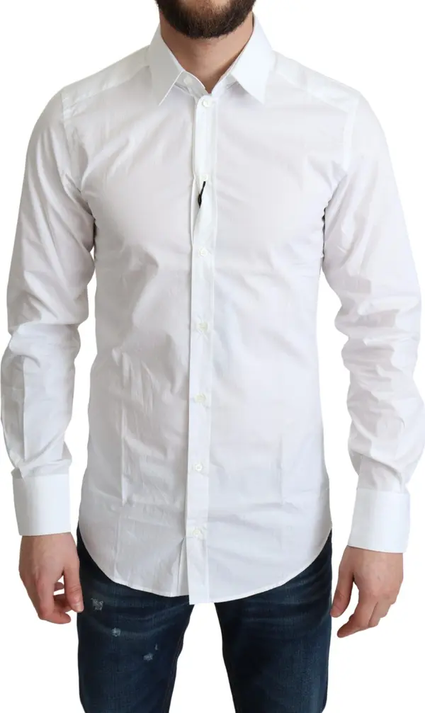 White Pure Cotton Men Dress Formal Shirt