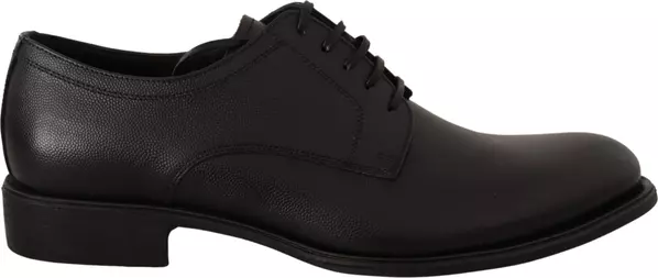Black Leather Lace Up Mens Formal Derby Shoes