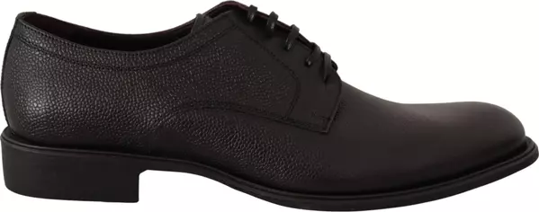 Black Leather Lace Up Mens Formal Derby Shoes