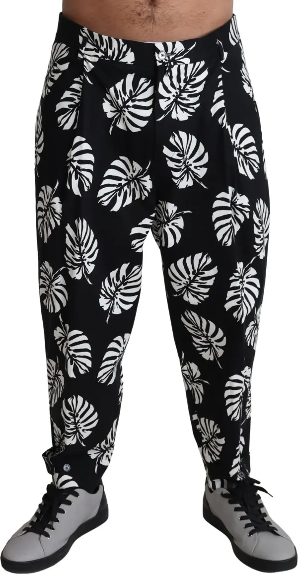 Black Leaf Cotton Stretch Trouser Pants Pants