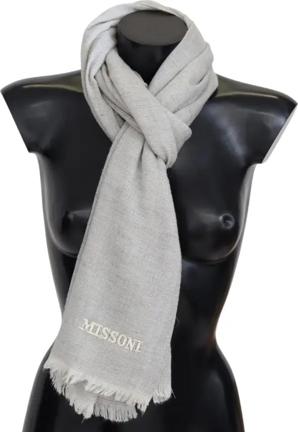 Gray Wool Knit Unisex Neck Wrap Scarf
