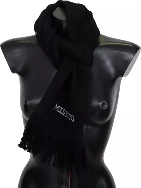Black Wool Unisex Neck Warmer Wrap Scarf