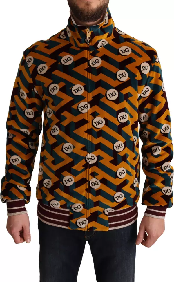 Multicolor Velvet DG Logo Mens Sweater Jacket