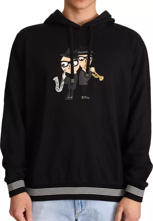 Black Cotton Hooded #dgfamily Sweater