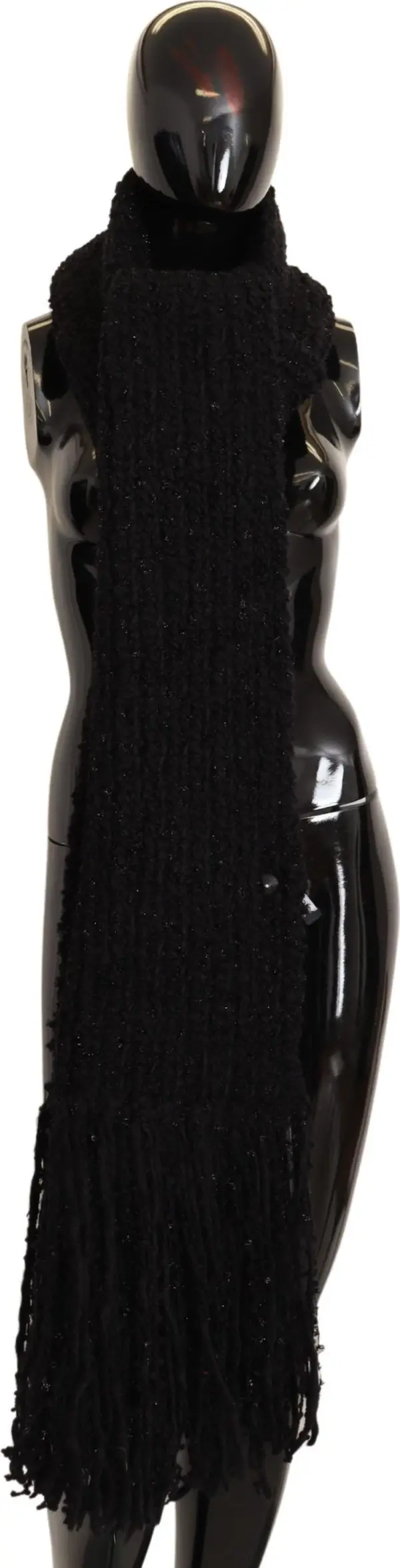 Black Virgin Wool Knitted Wrap Shawl Scarf