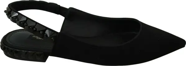 Black Flats Slingback Charmeuse Shoes