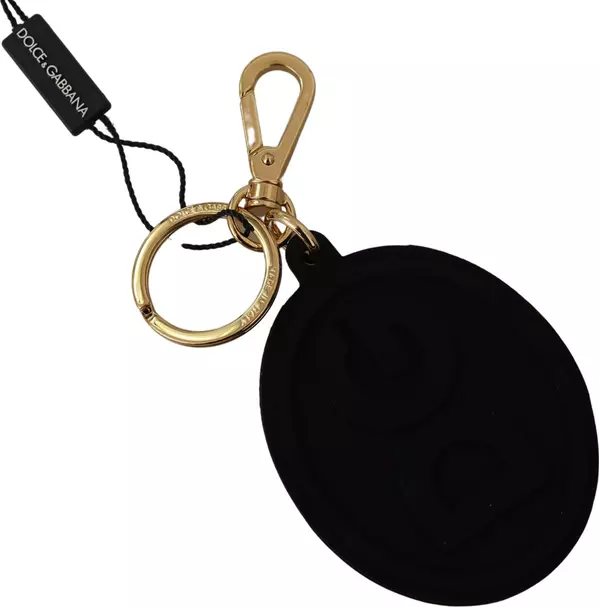 Black Rubber DG Logo Gold Brass Metal Keyring Keychain