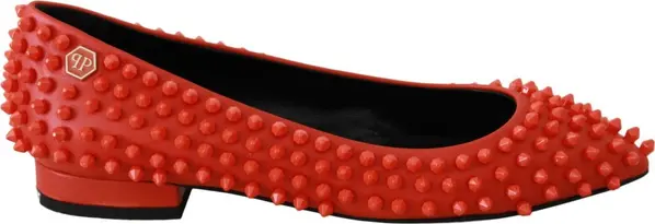 Orange Leather Ballerina WHAT I DO Flats Shoes