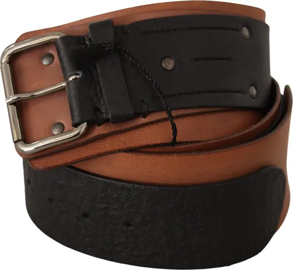 Black Brown Leather Silver Buckle