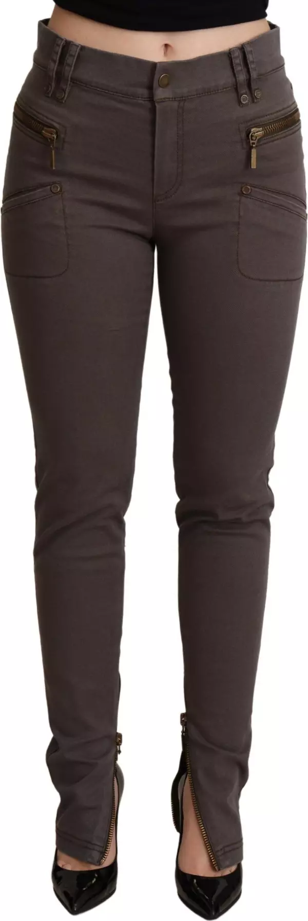 Brown Cotton Stretch Skinny Denim Jeans