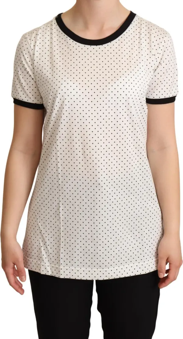 White Dotted Crewneck Cotton T-shirt