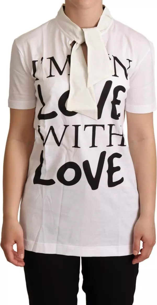 White Cotton Silk I'm In Love Top T-shirt