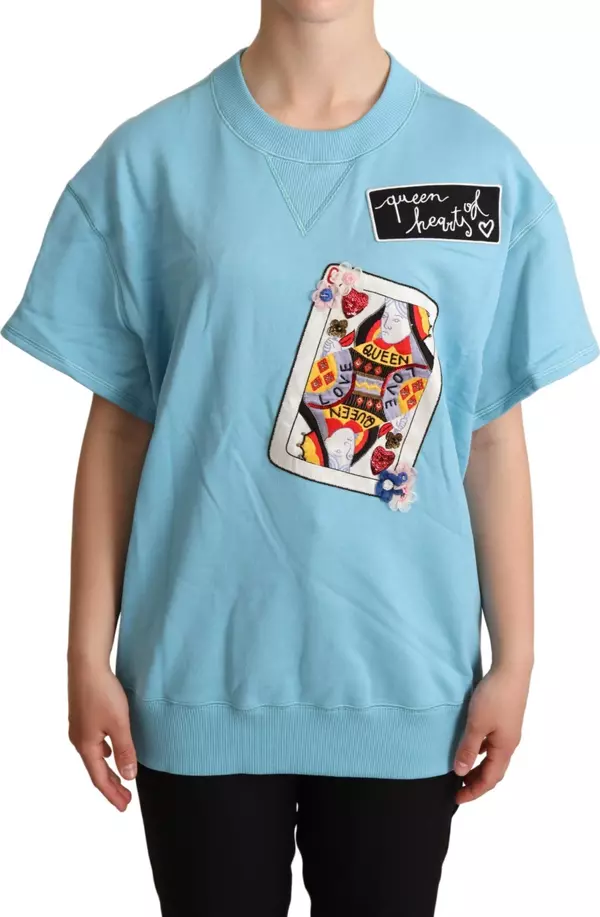 BLue Queen Of Hearts Card Sweater T-shirt