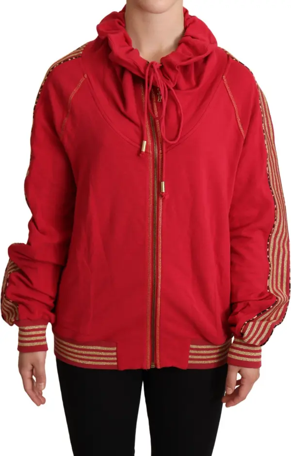 Red Full Zip Jacket Sweatshirt Hooded Sweater