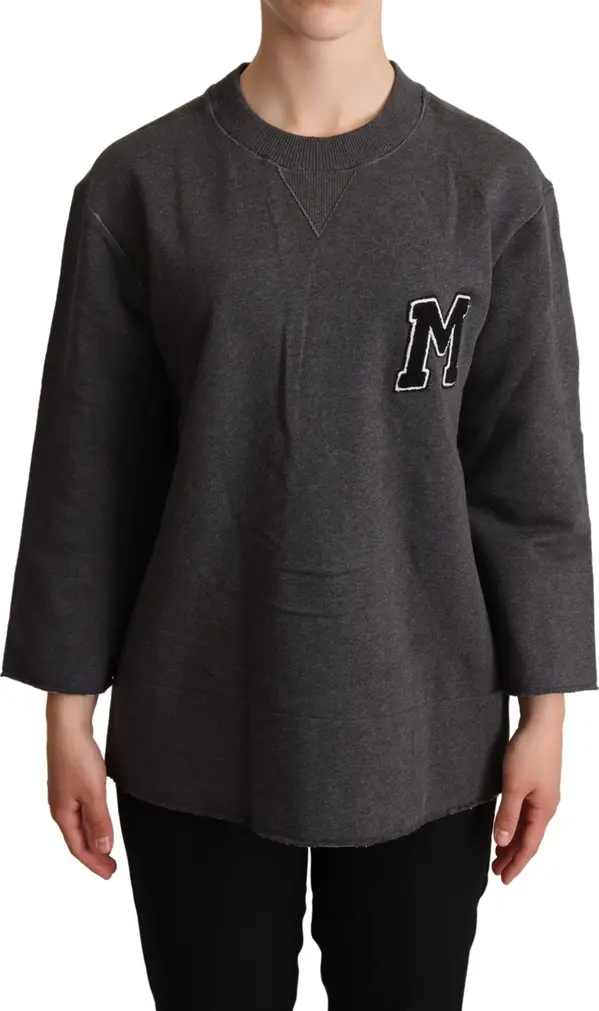 Gray Embroidered Women Pullover Sweater