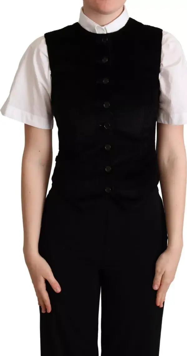 Black Brown Leopard Print Waistcoat Vest