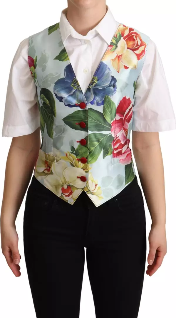 Mint Green Floral Silk Waistcoat Vest
