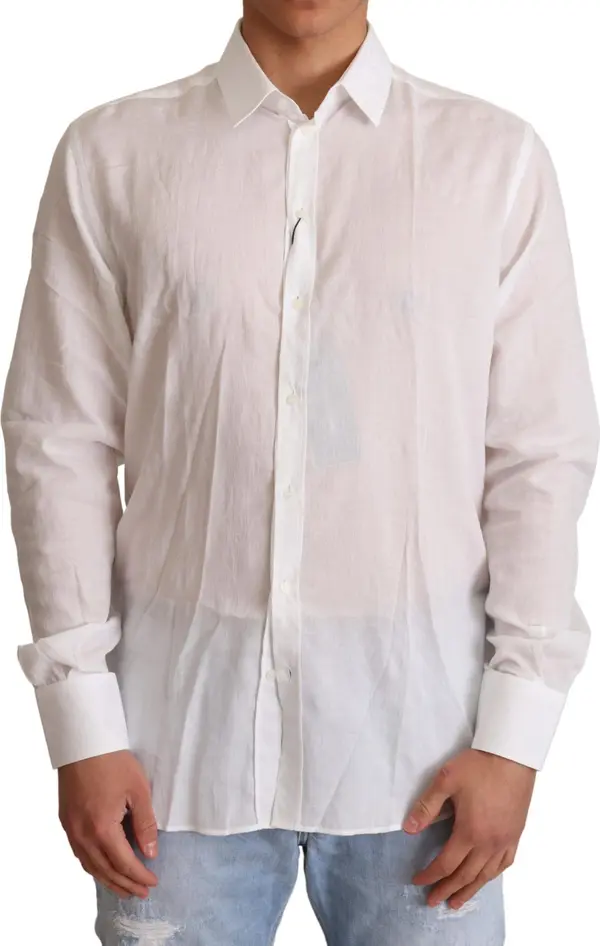 White Cotton Floral Pattern MARTINI Shirt