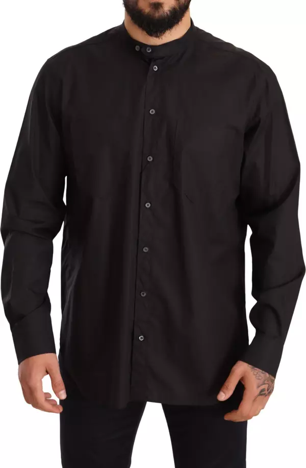 Black 100% Cotton Formal Dress Top Shirt