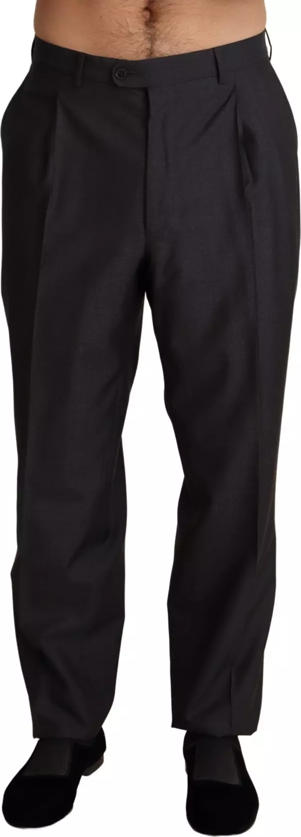 Gray Wool Blend Formal Trousers Pants