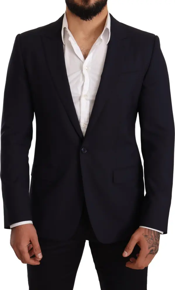 Navy Blue Wool Slim Fit MARTINI Blazer